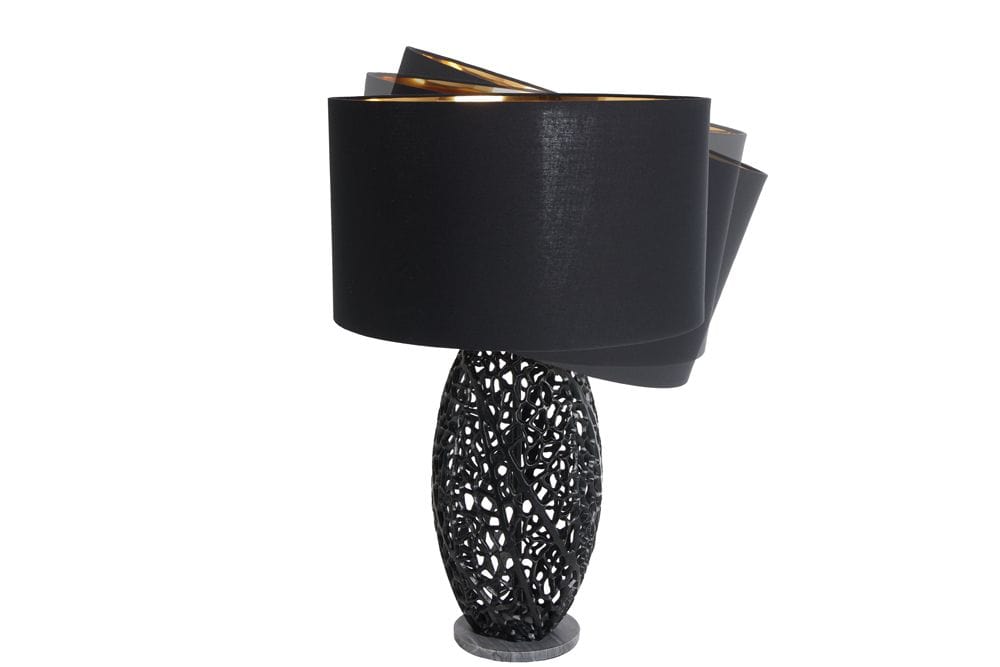 Design Tischlampe ABSTRACT LEAF schwarz Metall Marmorfuß handmade
