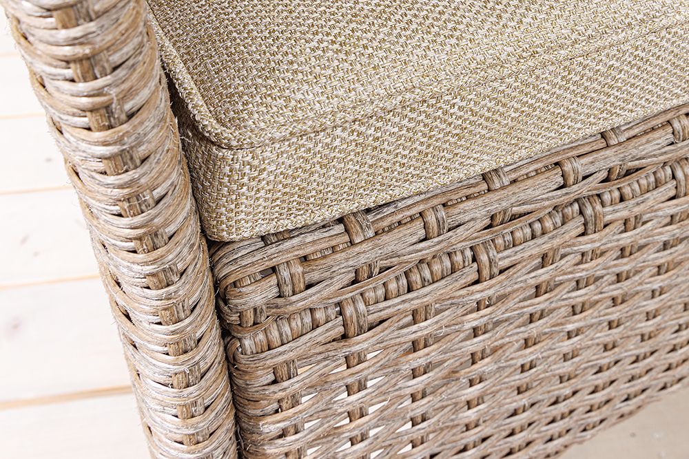 Moderne Gartenbank PORTOFINO 140cm natur beige Polyrattan Sitzbank mit Tisch wetterfest