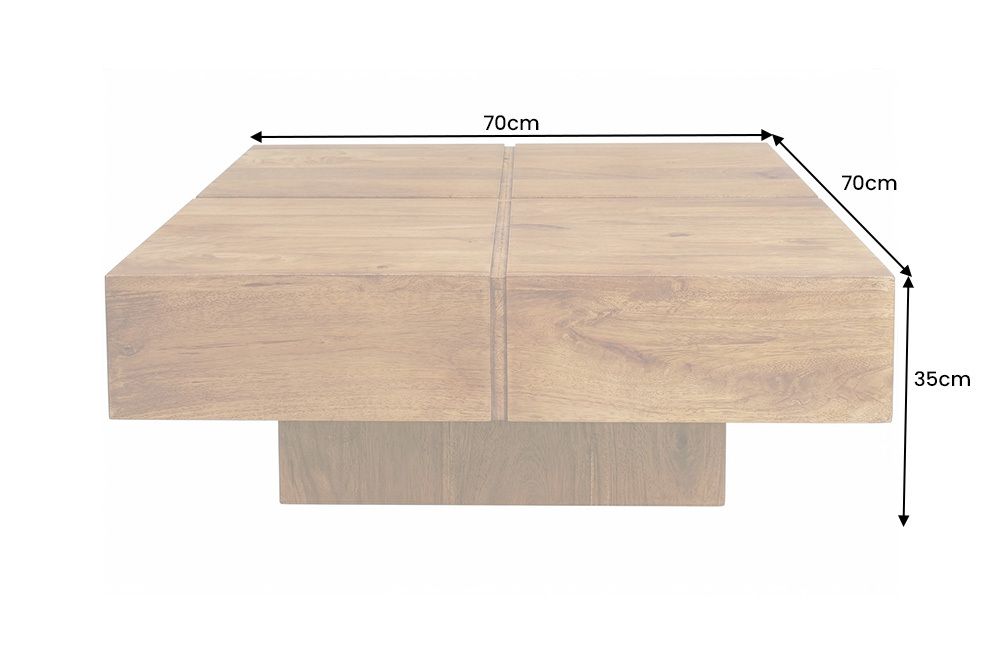 Massiver Couchtisch BOLT 70cm braun Mangoholz honey finish handmade