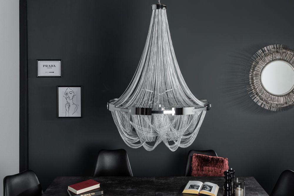 Extravaganter Kronleuchter ROYAL XL 70cm silber Hängeleuchte