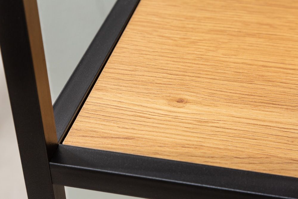 Industrial Bücherregal SLIM LINE 114cm Wildeiche schwarz fünf Regalböden