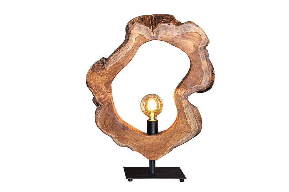 Handgefertigte Tischlampe ORGANIC ARTWORK 55cm natur Teakholz