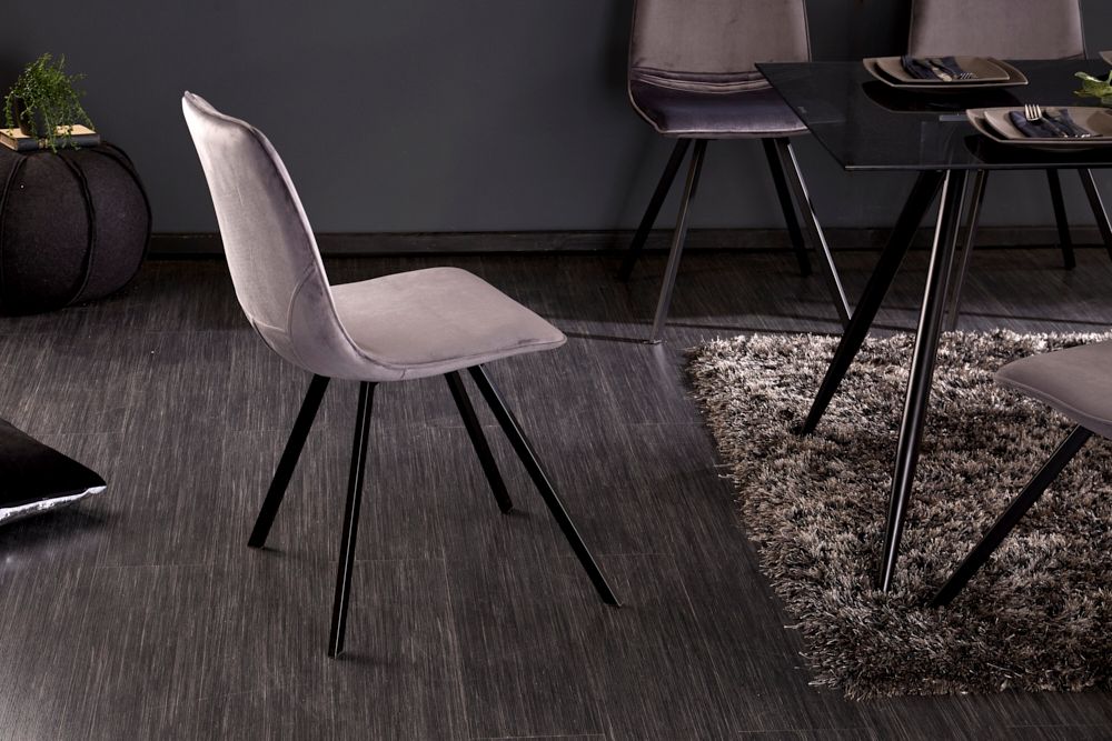 Retro Stuhl AMSTERDAM CHAIR dunkelgrau Samt Designklassiker