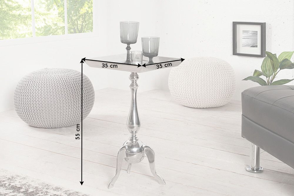 Filigraner Beistelltisch TRAYFUL 55cm silber Aluminium Tablett-Tisch