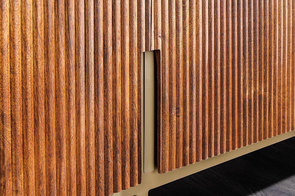 Design TV-Board GATSBY 160cm braun gold Mangoholz Marmor Metallgestell