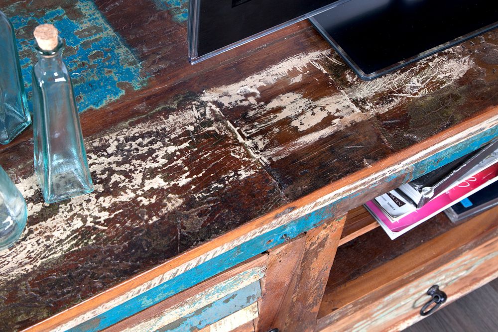 Einzigartiges TV-Board JAKARTA 150cm bunt recyceltes Massivholz