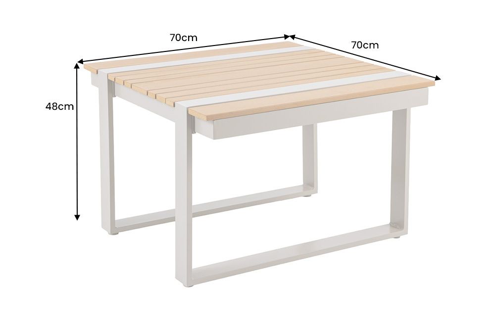 Gartentisch TAMPA LOUNGE 70cm natur greige Aluminium wetterfest Outdoor Balkontisch