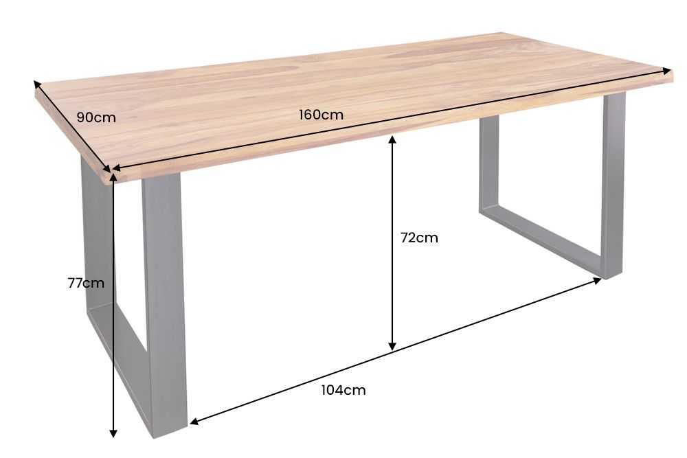 Massivholz Esstisch IRON CRAFT 160cm braun schwarz Sheesham stone finish Industrial