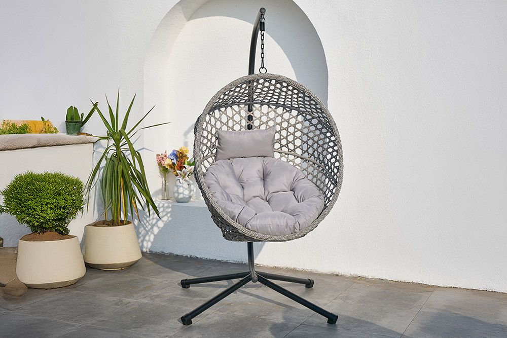 In- und Outdoor Hängesessel VOGUE hellgrau Hängestuhl inkl. Kissen wetterfest
