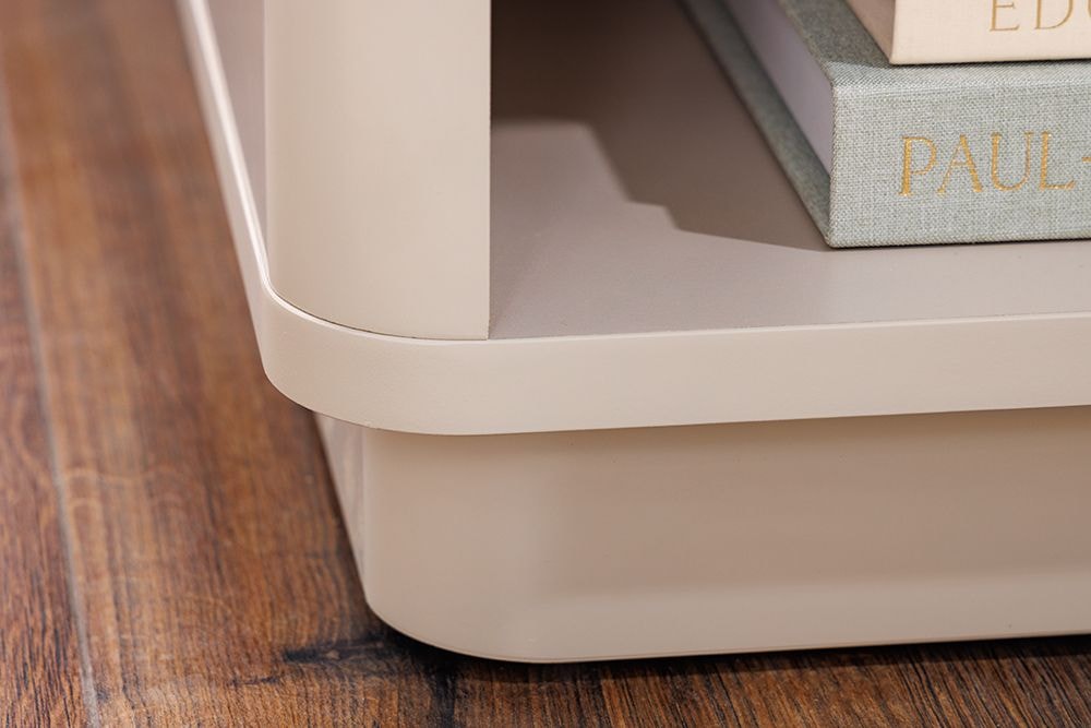 Design Nachtschrank LIV 55cm cashmere weiß mit Schublade und offenem Fach