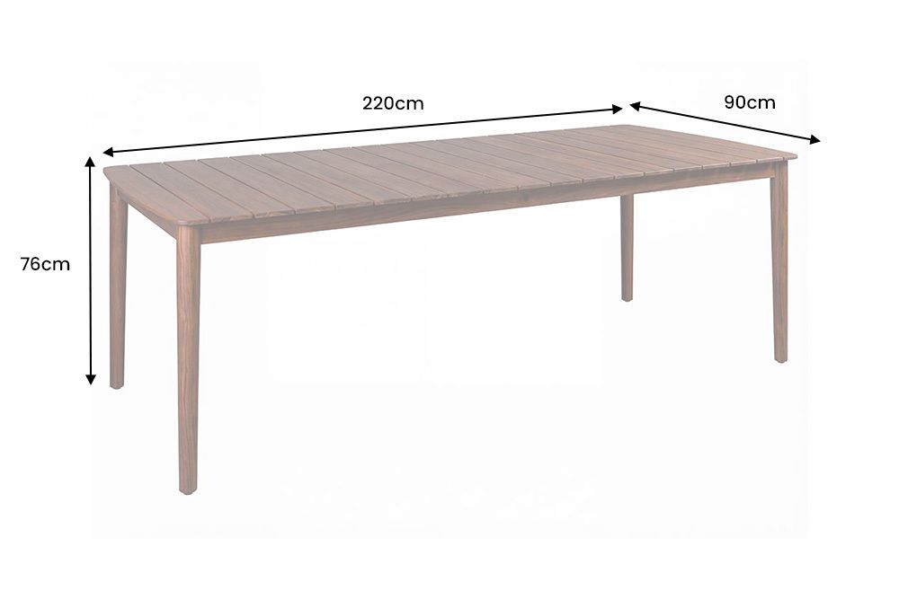 Wetterfester Gartentisch KOPENHAGEN 220cm braun Akazie honey finish Massivholz Outdoor