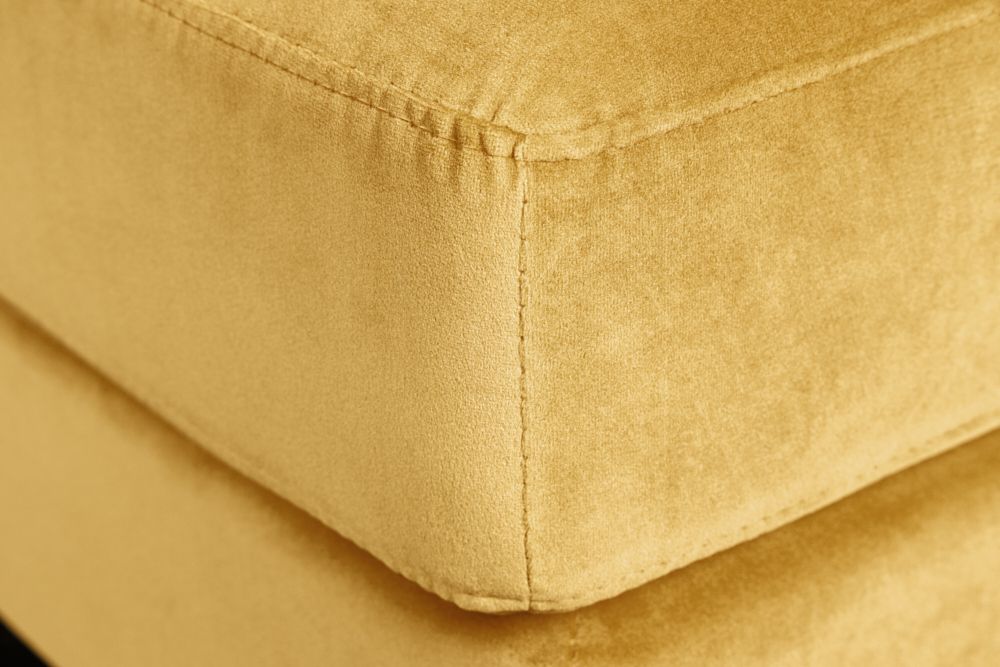 Design Hocker COZY VELVET 80cm senfgelb gold Samt Metallfüße