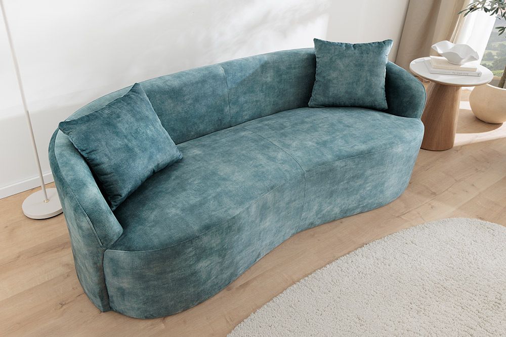 Extravagantes Sofa ELEMENTAL 180cm petrol Samt 2-Sitzer Couch mit Federkern