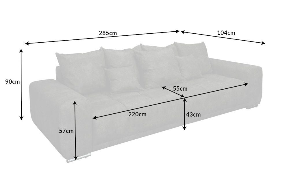 Big Sofa ELEGANCIA 285cm grau Microfaser XXL Couch inkl. Kissen Federkern