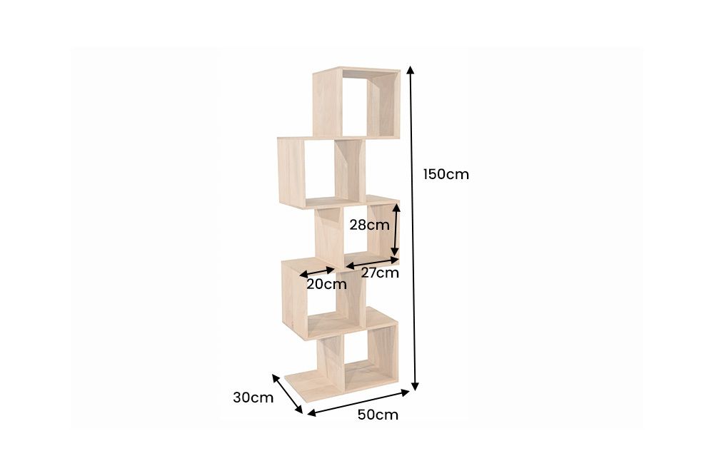 Massives Regal MAKASSAR 150cm natur cream finish Mangoholz einzigartige Maserung