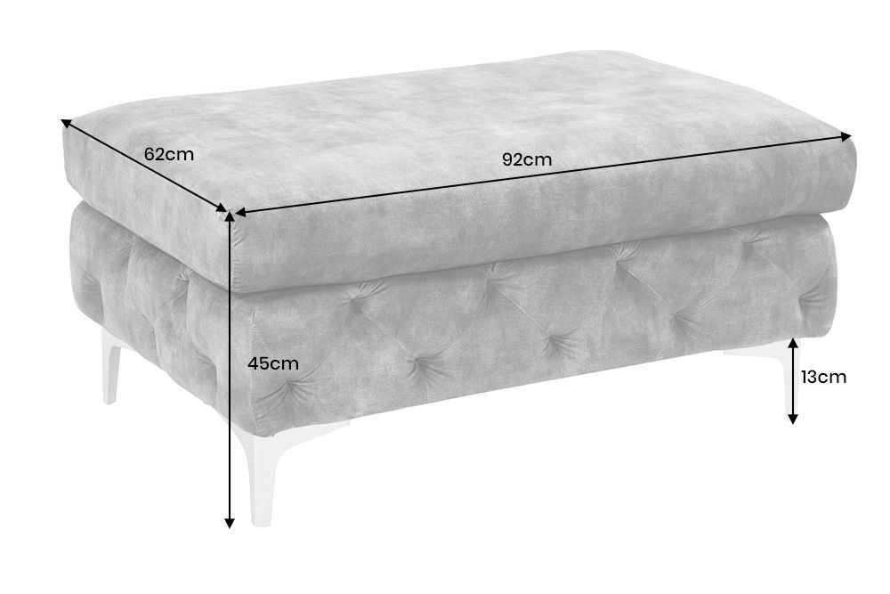 Chesterfield Hocker MODERN BAROCK 90cm dunkelgrau Samt Sitzhocker Fußhocker