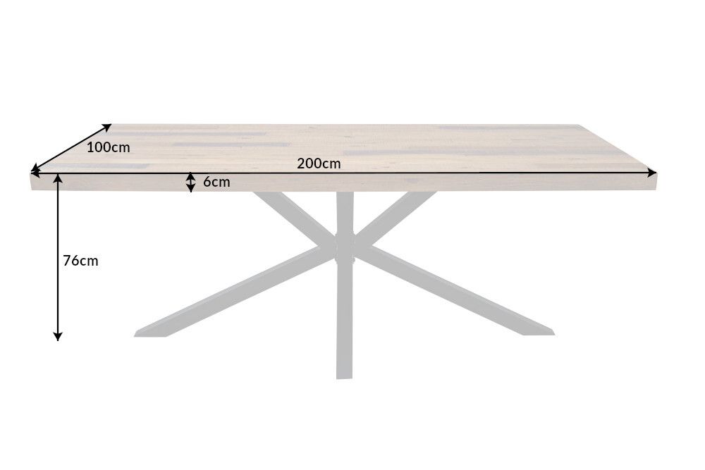 Massivholz Esstisch GALAXIE 200cm vintage braun Pinie recycelt Industrial Design