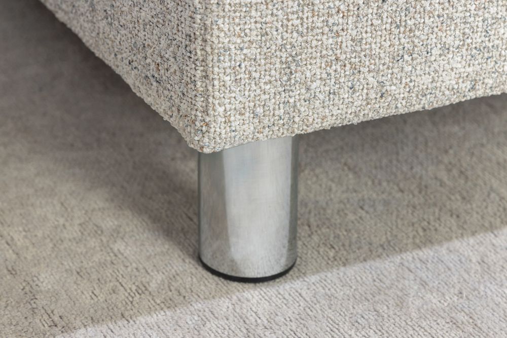Wohnlandschaft KENT 220cm beige Strukturstoff  Ecksofa Federkern inkl. Hocker