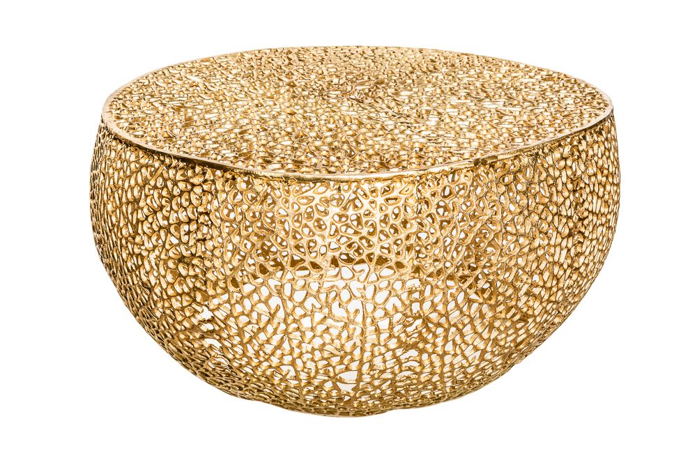 Filigraner Design Couchtisch ABSTRACT LEAF 80cm gold Handarbeit