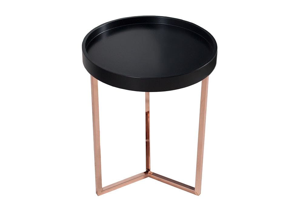 Extravaganter Beistelltisch MODULAR 40cm matt schwarz kupfer rund inkl. Tablett