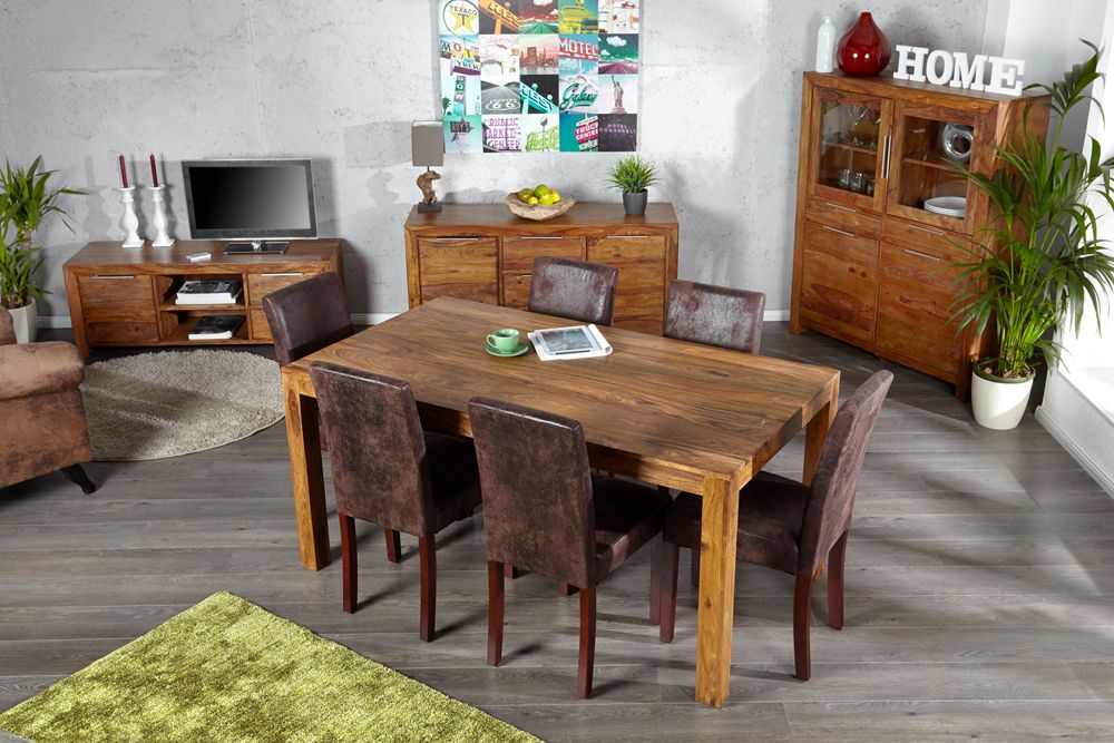 Massives TV-Board PURE 135cm braun Sheesham stone finish Lowboard Palisander