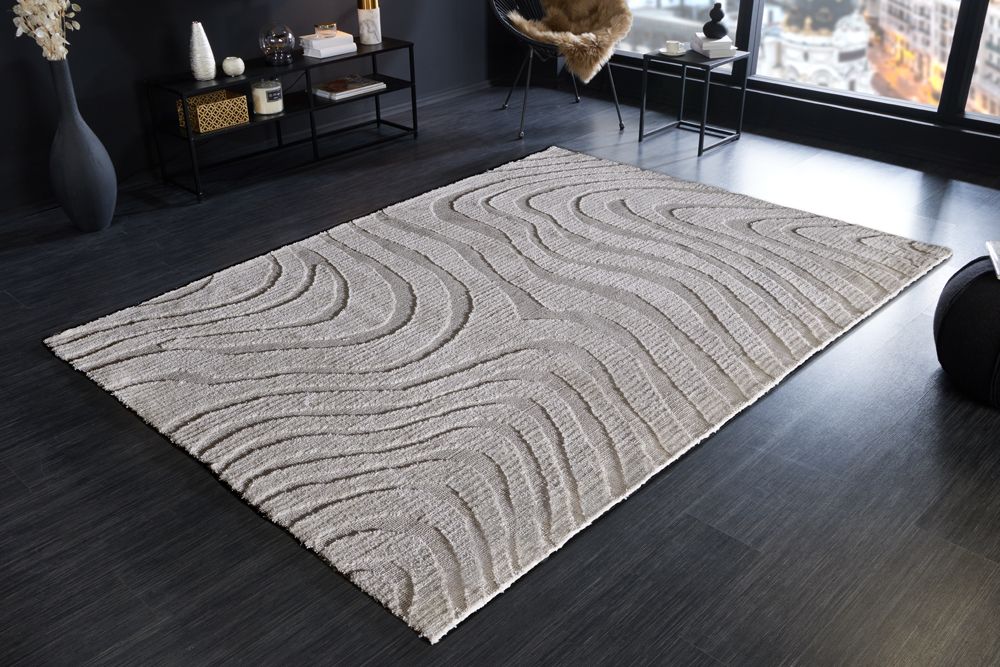 Design Teppich WAVE 240x170cm grau 3D-Effekt