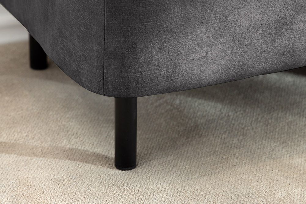 Extravagante Polsterbank EN VOGUE 120cm grau Samt mit Stauraum schwarze Metallbeine