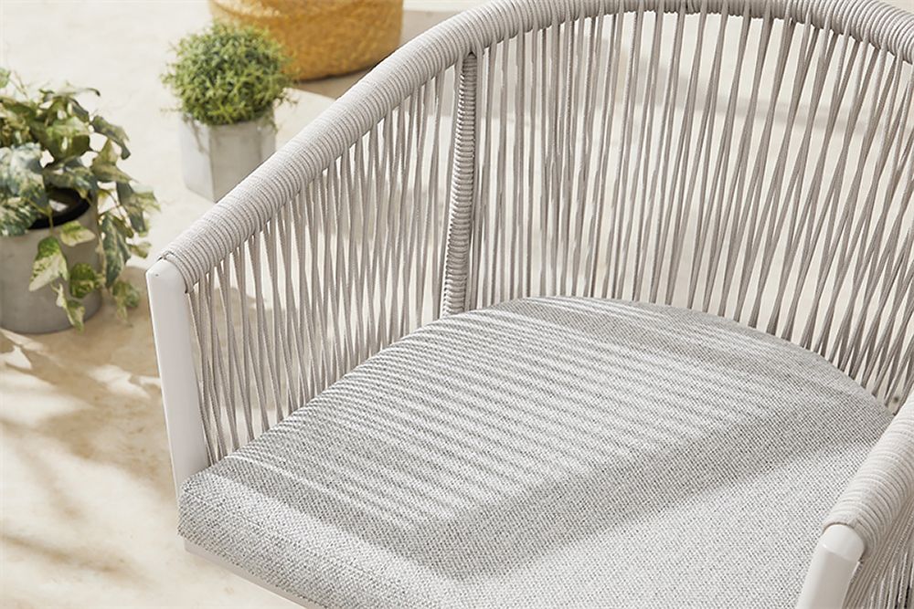 Drehbarer Stuhl ROPE greige Aluminium Gartensessel inkl. Kissen In- und Outdoor