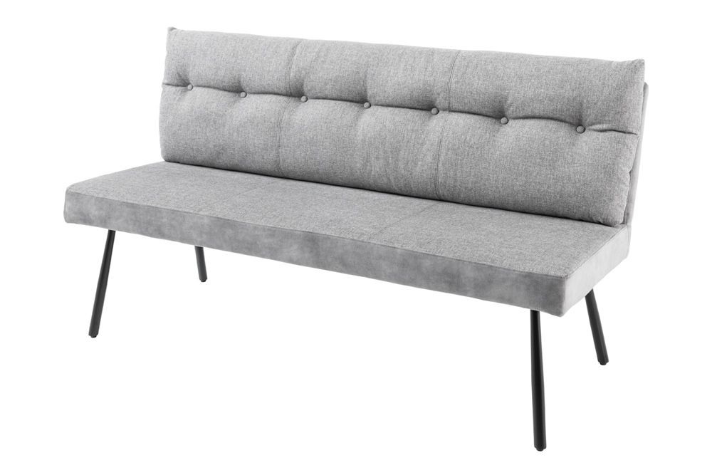 Moderne Sitzbank BIG GEORGE 160cm grau Samt Strukturstoff Taschenfederkern Metall