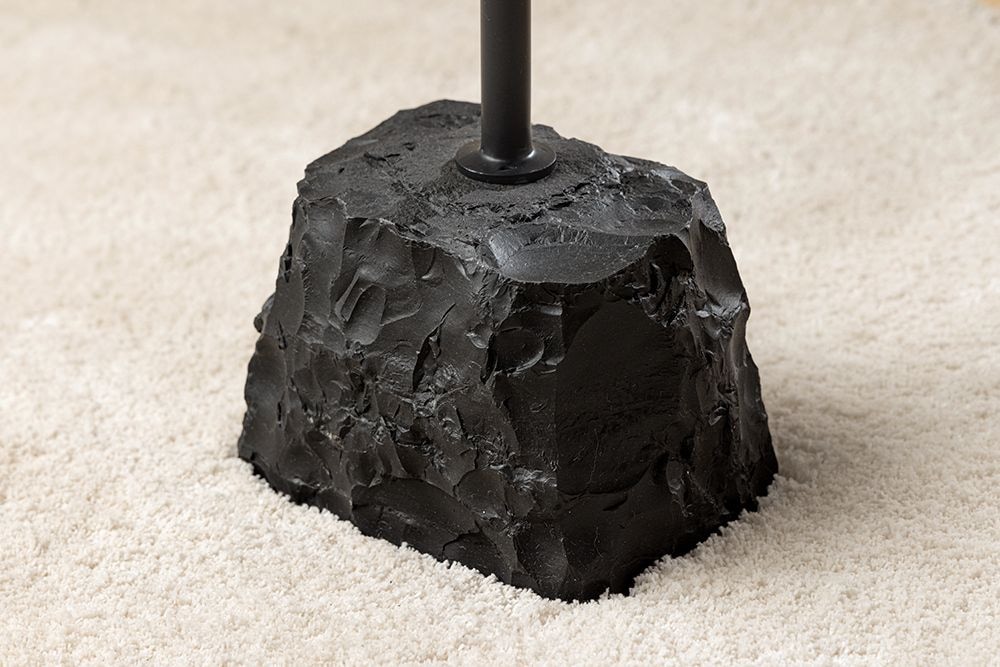 Runder Beistelltisch TRAYFUL 55cm natur Mangoholz Massivholz Marmorfuß Metall schwarz