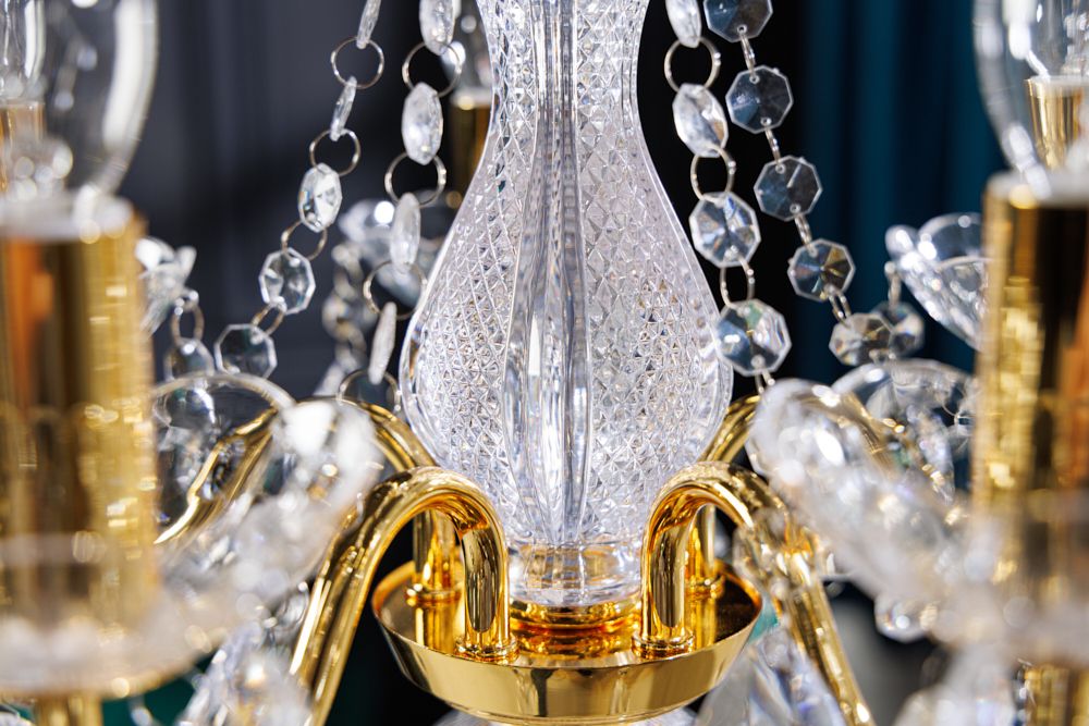 Design Kronleuchter DIAMONDS S 40cm gold Acryl 5-armig Barock Design