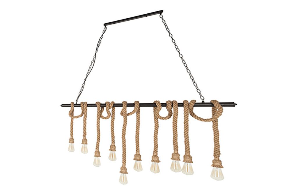 Maritime Hängeleuchte SEVEN SEAS II 120cm Seil Lampe mit 10 Leuchten