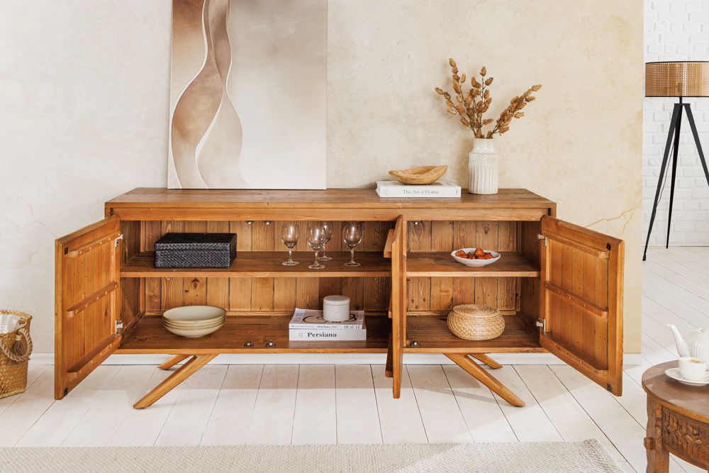 Massives Sideboard FINCA 150cm vintage braun recyceltes Pinienholz