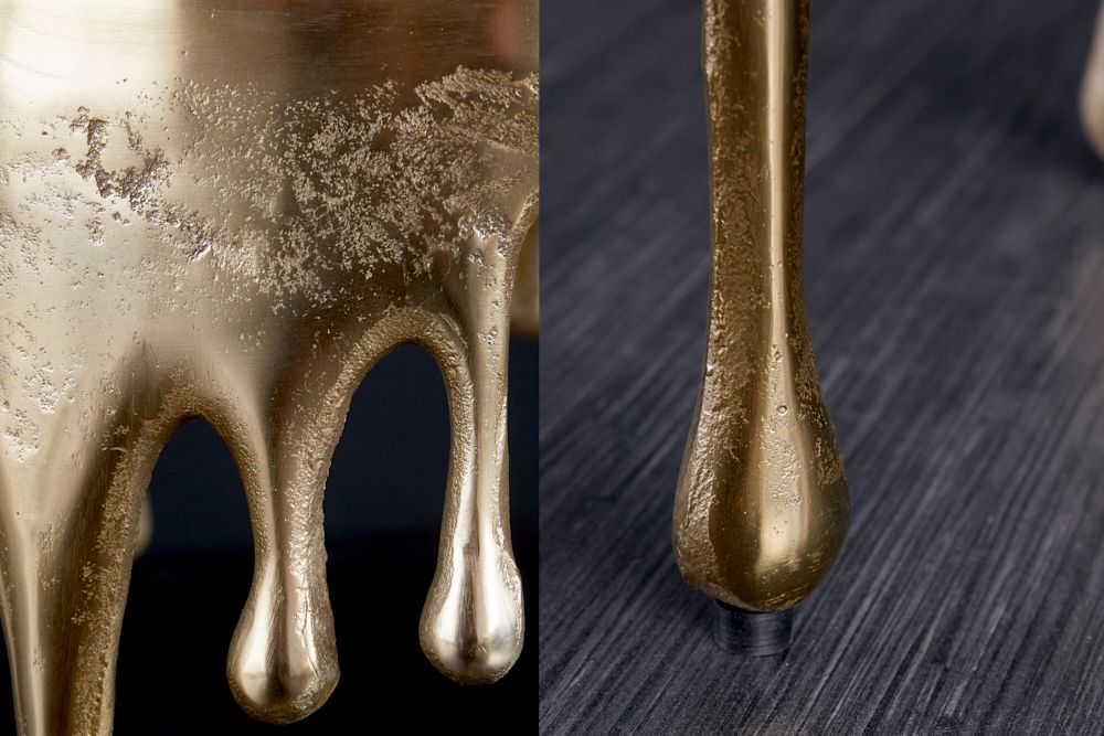 Extravaganter Beistelltisch LIQUID LINE 50cm gold Tropfen-Design Metall Aluminium rund