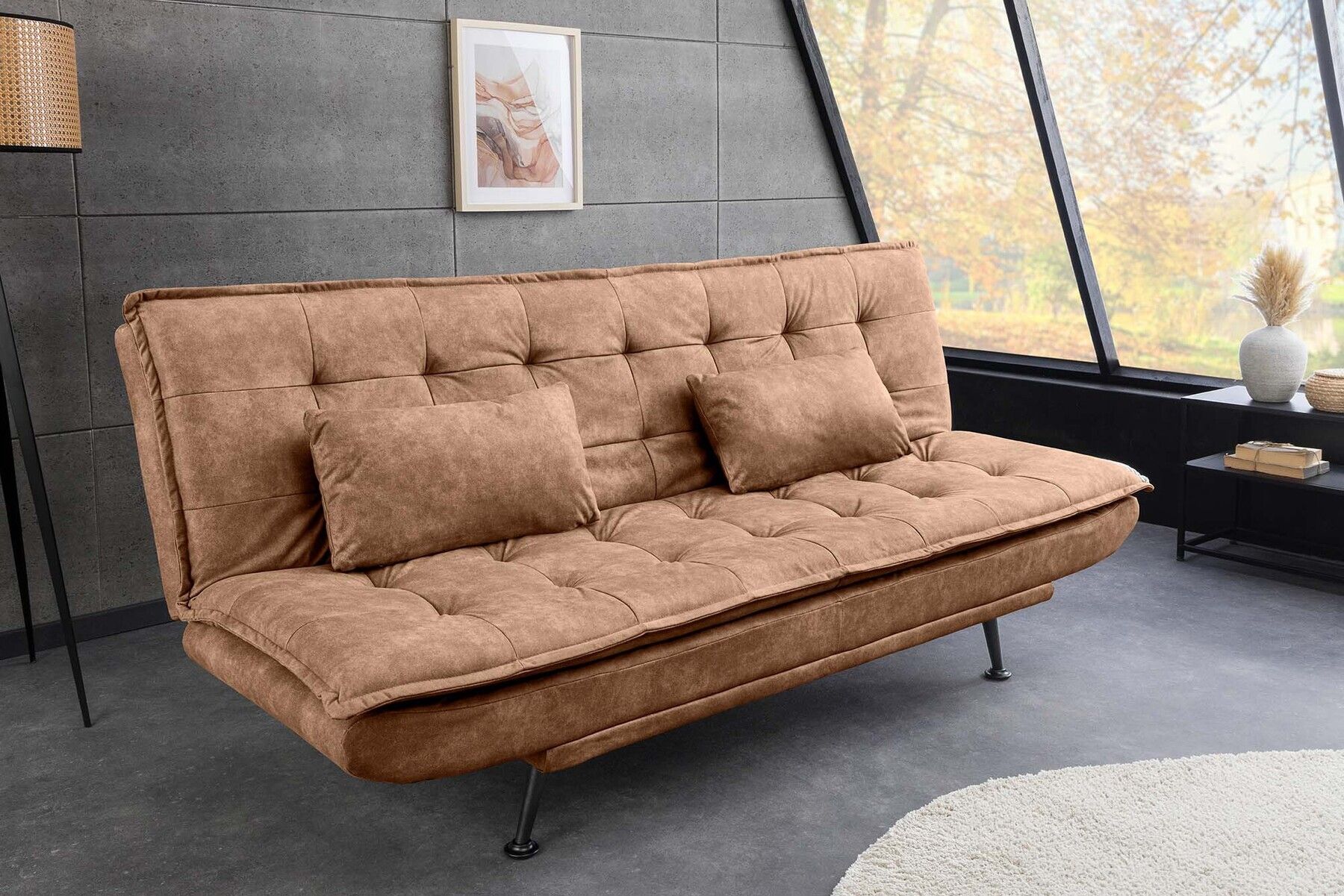 Modernes Schlafsofa JAZZ 190cm antik braun Microfaser 3-Sitzer Couch