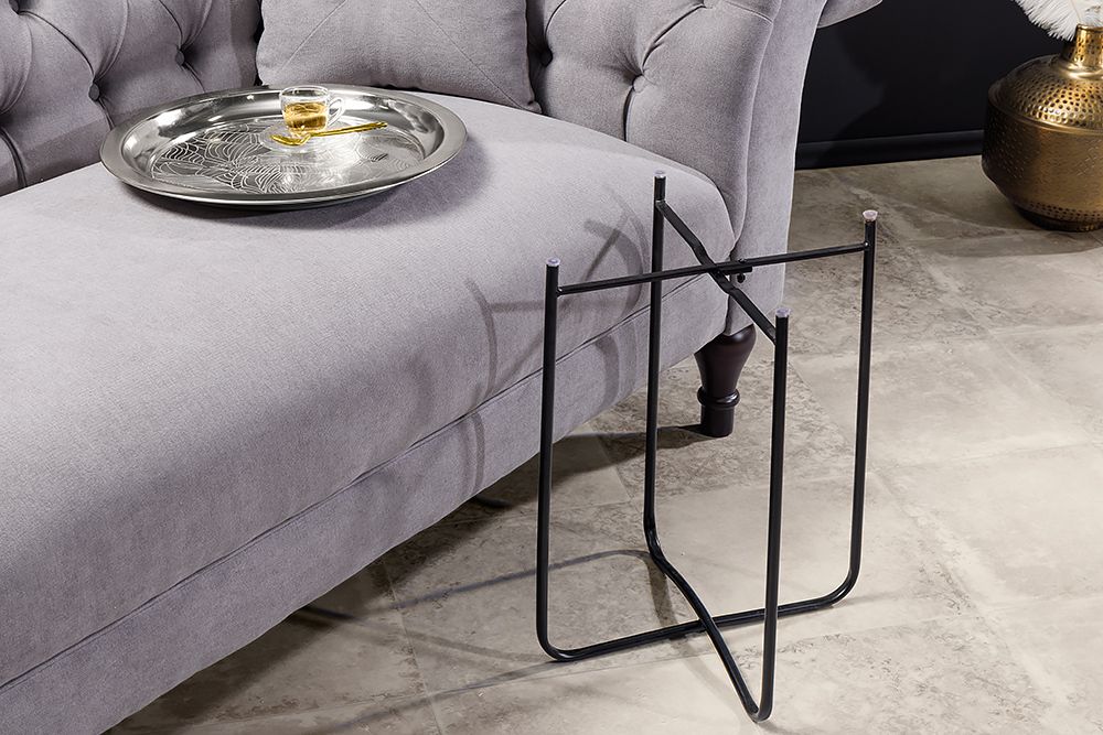 Orientalischer Beistelltisch CASABLANCA 50cm silber schwarz Tablett abnehmbar klappbar