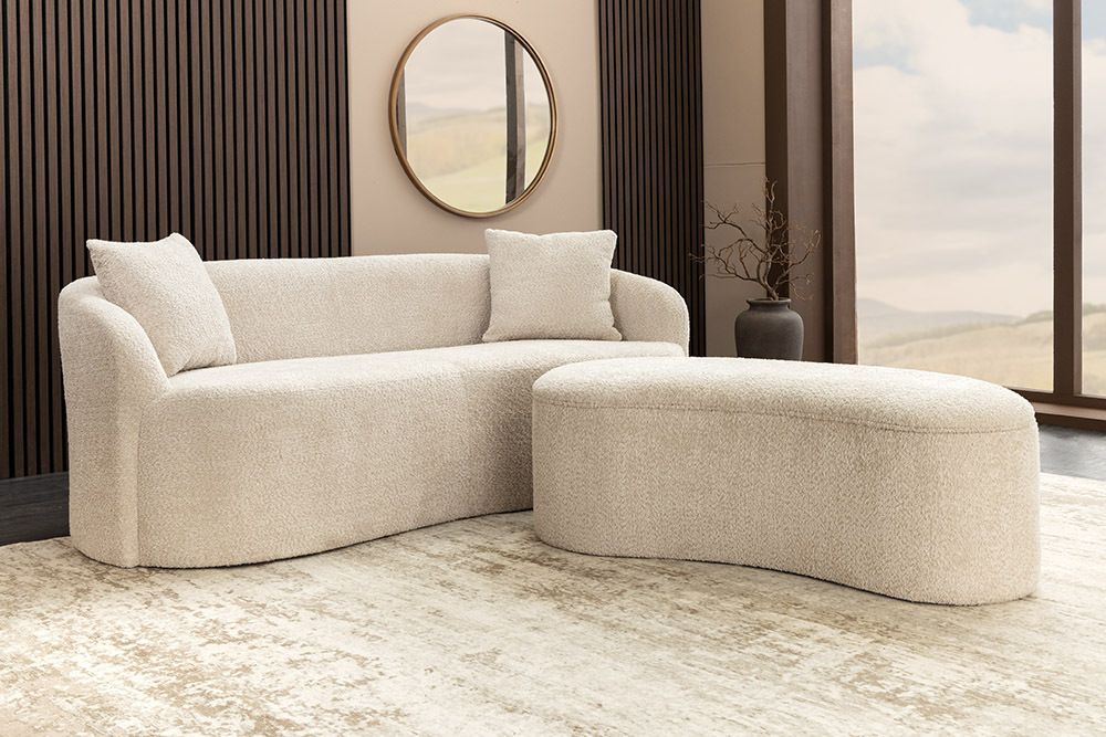 Extravagantes Sofa ELEMENTAL 180cm champagner beige Feinstrick Bouclé 2-Sitzer