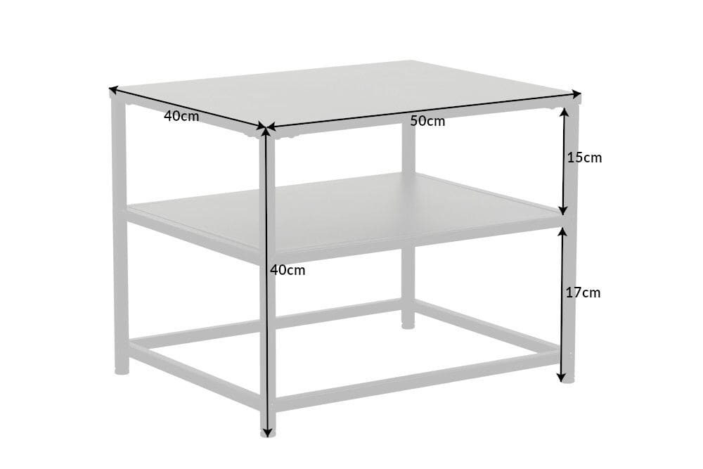 Moderner Beistelltisch DURA STEEL 50cm schwarz Metall mit Ablagefach