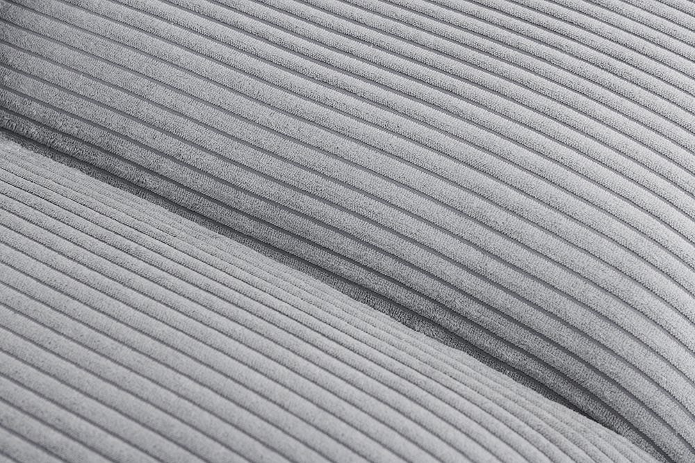 Großes 3-Sitzer Sofa HEAVEN 200cm hellgrau Cord Federkern Hussensofa abnehmbarer Bezug