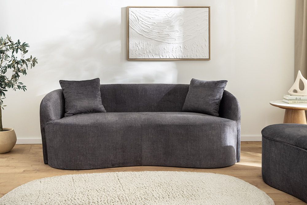 Extravagantes Sofa ELEMENTAL 180cm graphit grau Samt 2-Sitzer Couch organische Form