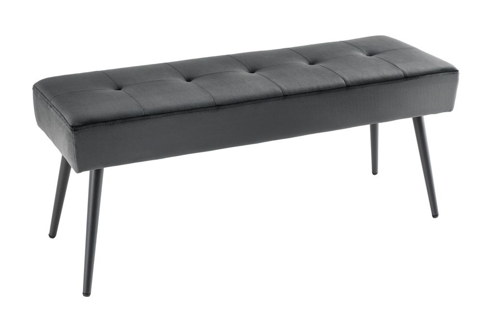 Design Sitzbank BOUTIQUE 100cm dunkelgrau Samt schwarze Metallbeine