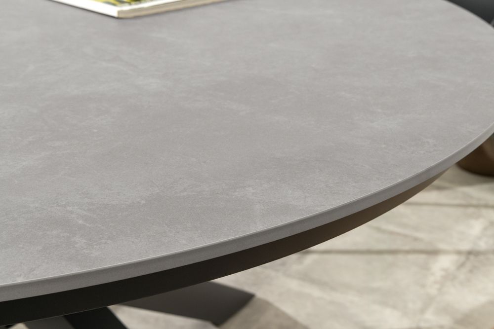 Runder In- und Outdoor Esstisch GALAXY 120cm graphit Keramik anthrazit Aluminium Gartentisch