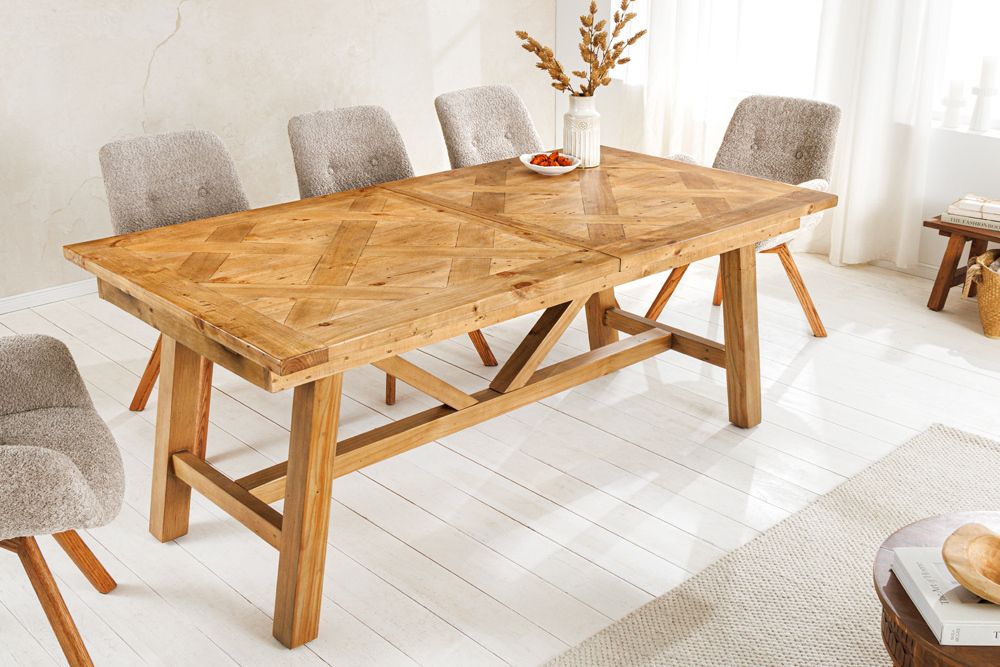 Ausziehbarer Esstisch RIVIERA 180-240cm natur recycelte Pinie Massivholz