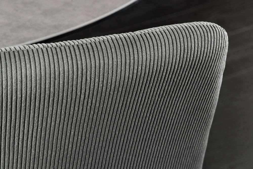Moderner Design Stuhl TRES CHIC grau Cord schwarze Metallbeine Esszimmer