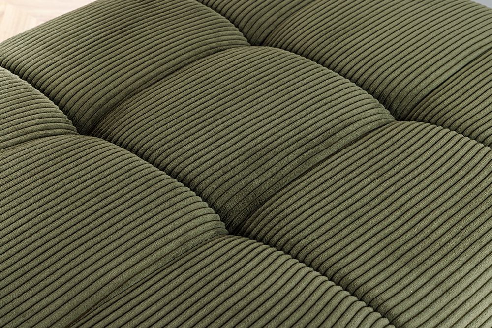 Moderner Hocker ELEGANCIA 110cm grün Cord mit Ziersteppung