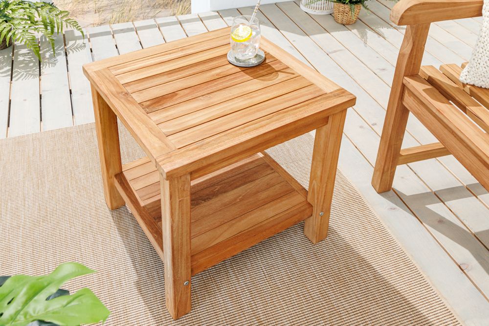 Massiver Beistelltisch EMPIRE TEAK 50cm natur Teakholz