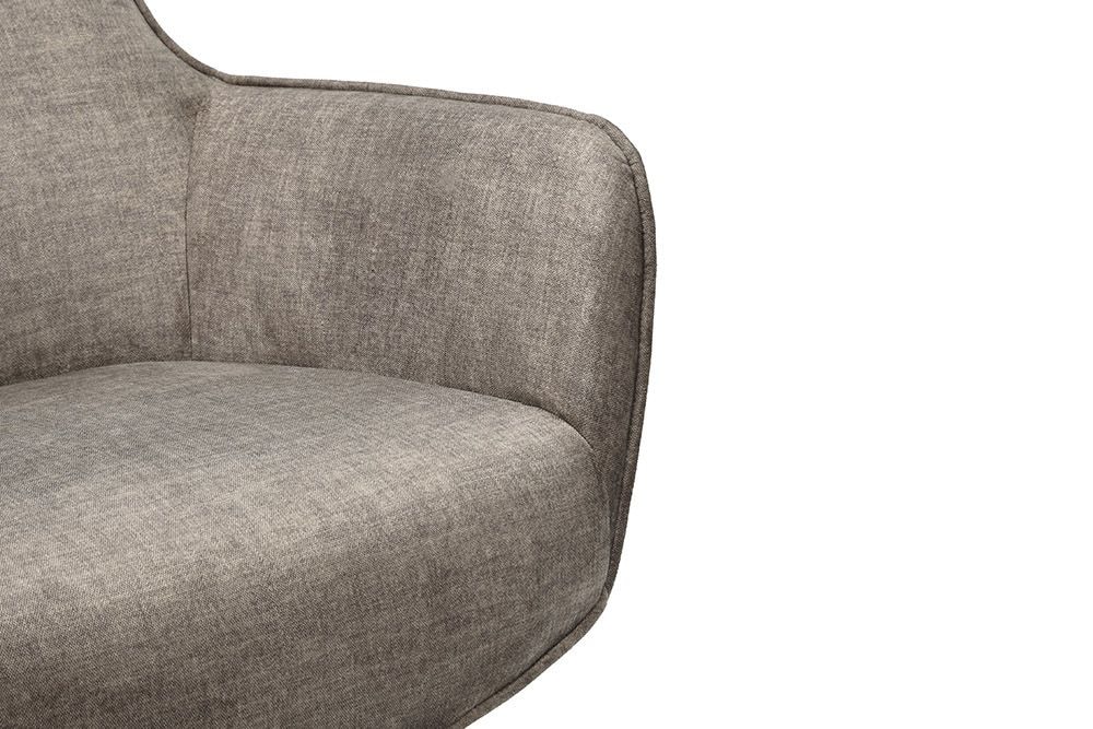 Drehbarer Sessel VOGUE taupe Samt schwarze Metallbeine mit Armlehne