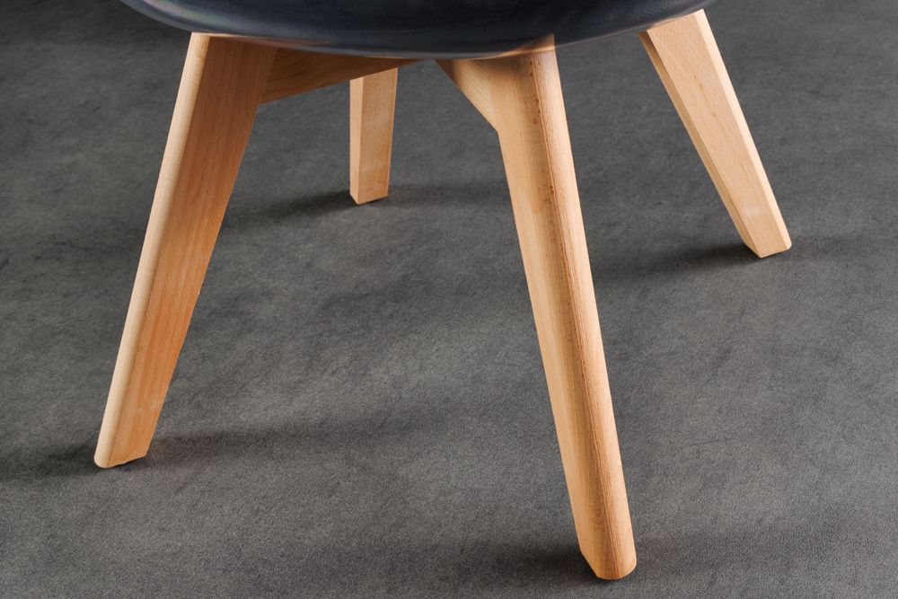 Design Stuhl SCANDINAVIA MEISTERSTÜCK transparent schwarz Kunststoff Buchenholz natur