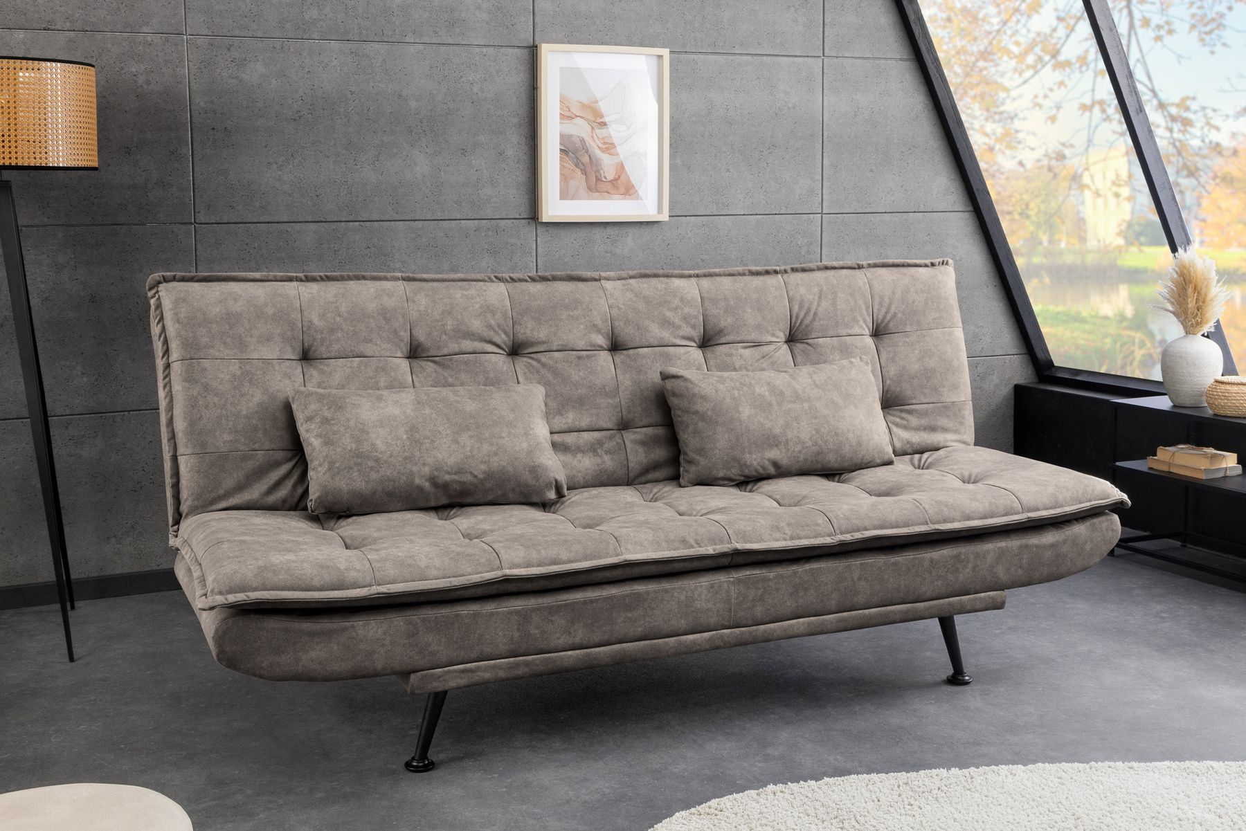 Modernes Schlafsofa JAZZ 190cm antik taupe Microfaser 3-Sitzer Couch