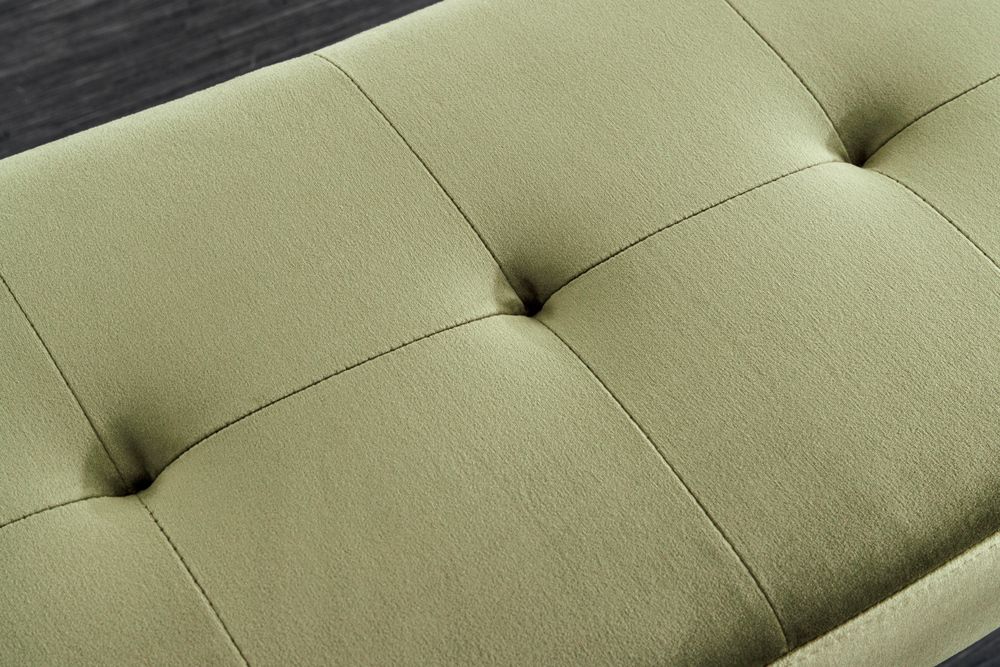 Design Sitzbank BOUTIQUE 100cm grün Samt schwarze Metallbeine